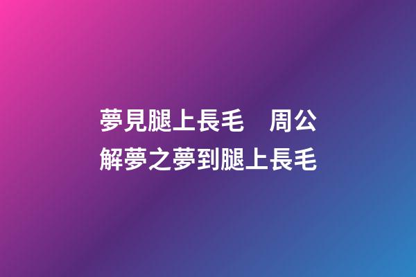 夢見腿上長毛　周公解夢之夢到腿上長毛